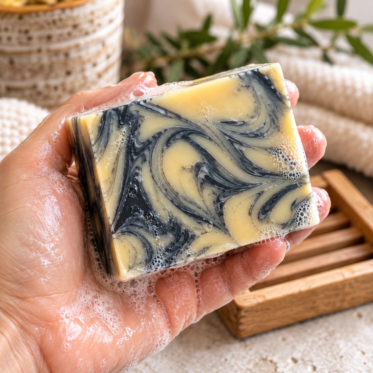 Organic Bar Soap - Turmeric Charcoal Swirl