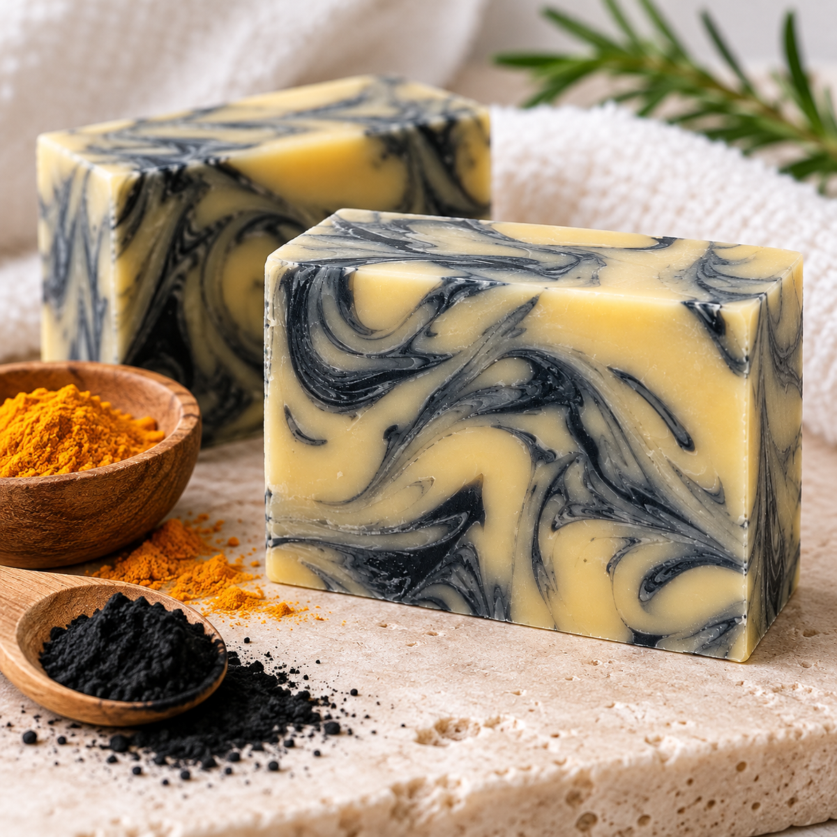 Organic Bar Soap - Turmeric Charcoal Swirl